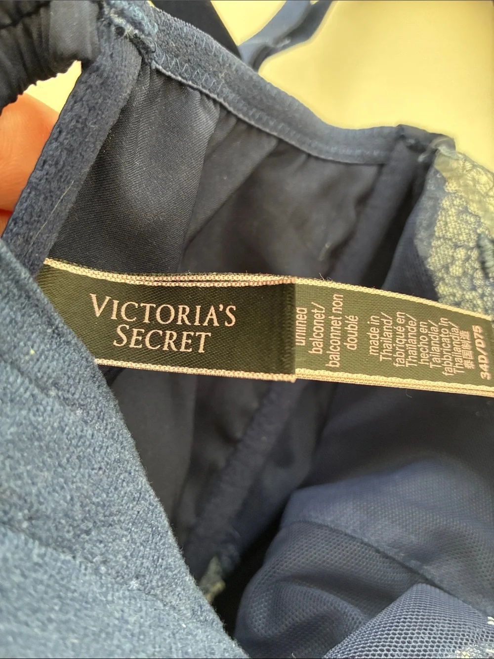 Victoria's Secret Navy Longline Lace-Trim Bra